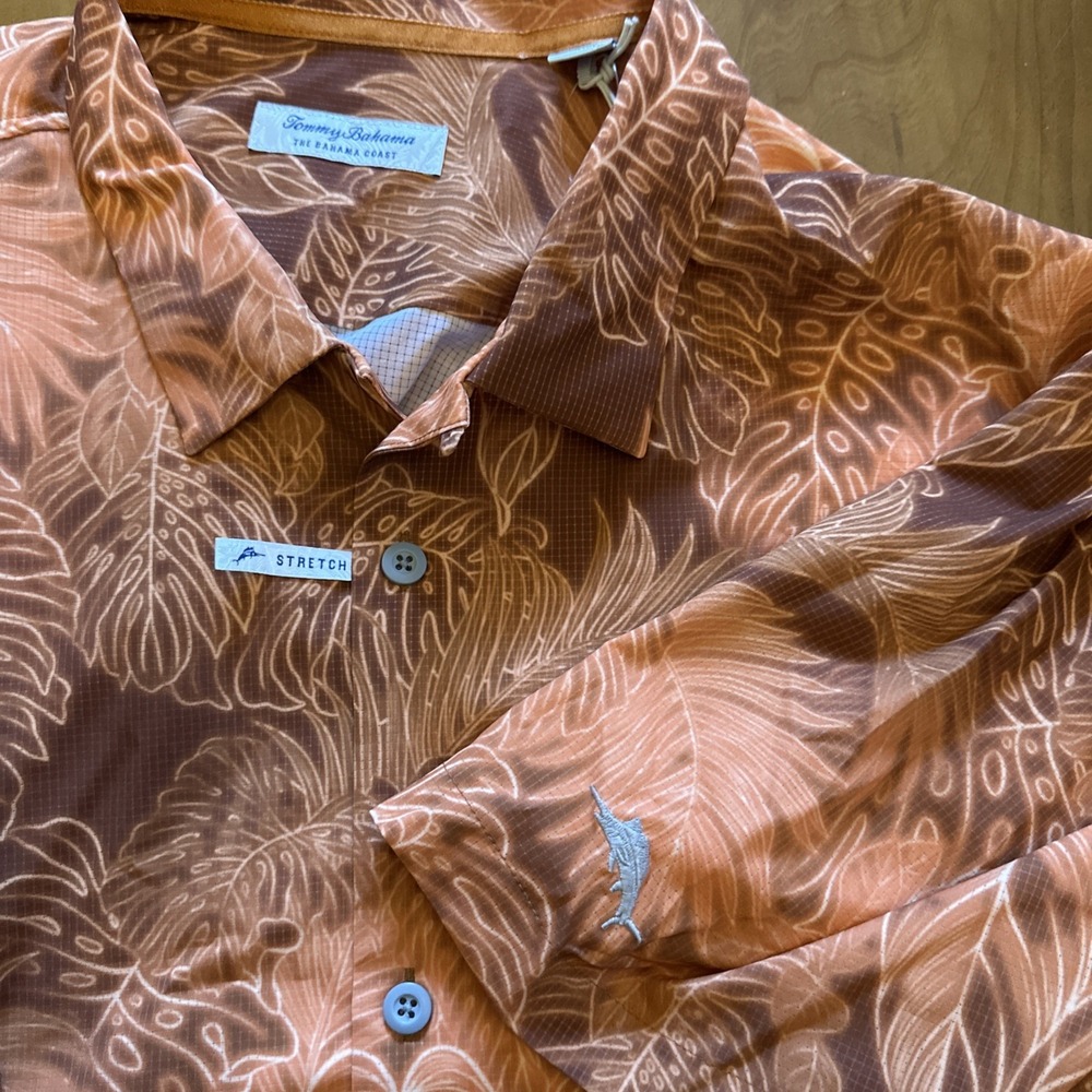 Tommy Bahama Shirt Mens XXXL Bahama Coast Luminescent Tropical Stretch Del Fuego